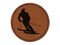Skiing Skier Solid Round Iron-On Engraved Faux Leather Patch Applique - 2.5"